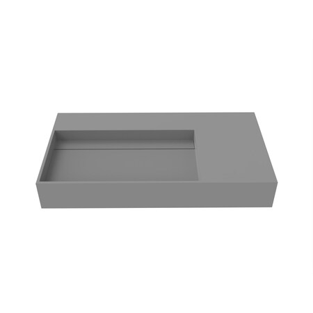Castello Usa Juniper 36 in Left Basin Solid Surface Wall-Mounted Bathroom Sink in Gray with No Faucet Hole CB-GM-2056-L-G-NH